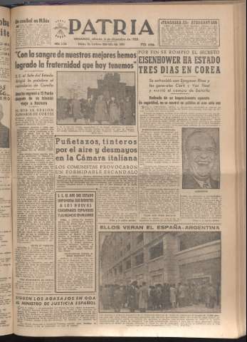 'Patria : diario de Falange Española Tradicionalista y de las J.O.N.S.' - Año XVII Número 5286 - 1952 diciembre 6