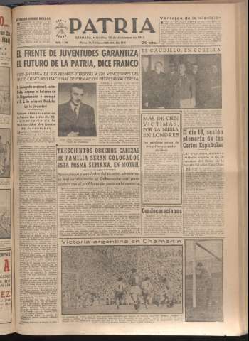 'Patria : diario de Falange Española Tradicionalista y de las J.O.N.S.' - Año XVII Número 5289 - 1952 diciembre 10