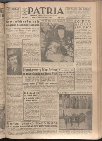 'Patria : diario de Falange Española Tradicionalista y de las J.O.N.S.' - Año XVII Número 5290 - 1952 diciembre 11