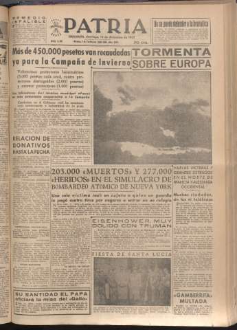'Patria : diario de Falange Española Tradicionalista y de las J.O.N.S.' - Año XVII Número 5293 - 1952 diciembre 14