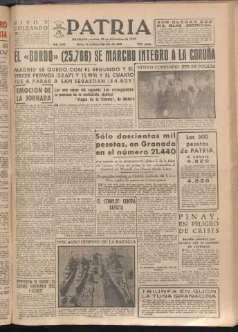 'Patria : diario de Falange Española Tradicionalista y de las J.O.N.S.' - Año XVII Número 5300 - 1952 diciembre 23
