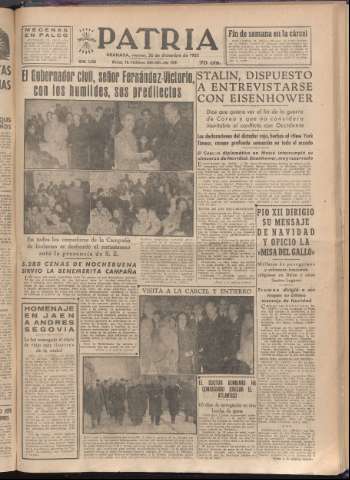 'Patria : diario de Falange Española Tradicionalista y de las J.O.N.S.' - Año XVII Número 5302 - 1952 diciembre 26