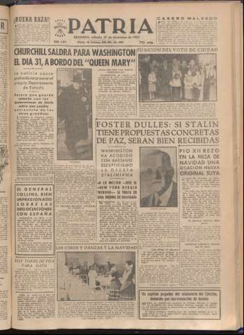 'Patria : diario de Falange Española Tradicionalista y de las J.O.N.S.' - Año XVII Número 5303 - 1952 diciembre 27