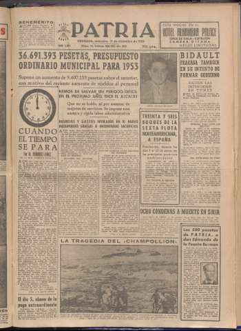 'Patria : diario de Falange Española Tradicionalista y de las J.O.N.S.' - Año XVII Número 5306 - 1952 diciembre 31