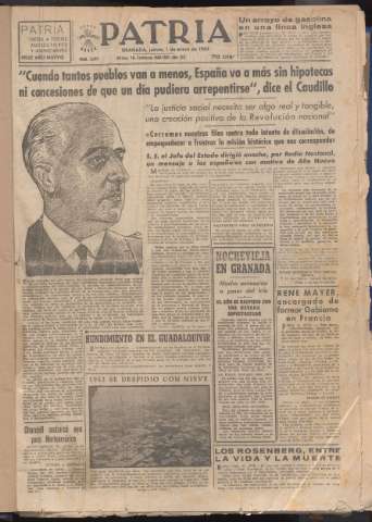 'Patria : diario de Falange Española Tradicionalista y de las J.O.N.S.' - Año XVIII Número 5307 - 1953 enero 1