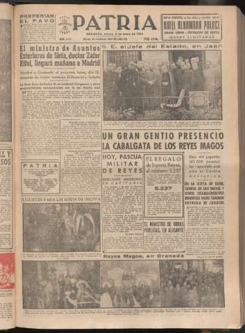 'Patria : diario de Falange Española Tradicionalista y de las J.O.N.S.' - Año XVIII Número 5311 - 1953 enero 6