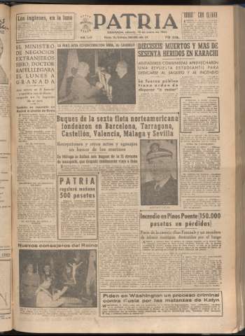 'Patria : diario de Falange Española Tradicionalista y de las J.O.N.S.' - Año XVIII Número 5315 - 1953 enero 10
