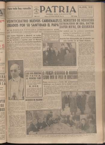 'Patria : diario de Falange Española Tradicionalista y de las J.O.N.S.' - Año XVIII Número 5317 - 1953 enero 13