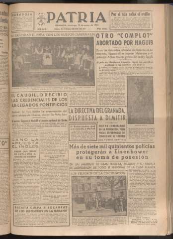 'Patria : diario de Falange Española Tradicionalista y de las J.O.N.S.' - Año XVIII Número 5322 - 1953 enero 18