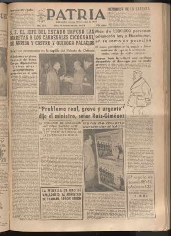 'Patria : diario de Falange Española Tradicionalista y de las J.O.N.S.' - Año XVIII Número 5323 - 1953 enero 20
