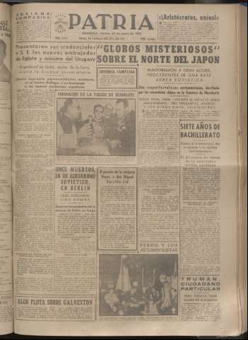 'Patria : diario de Falange Española Tradicionalista y de las J.O.N.S.' - Año XVIII Número 5326 - 1953 enero 23
