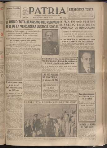 'Patria : diario de Falange Española Tradicionalista y de las J.O.N.S.' - Año XVIII Número 5329 - 1953 enero 27