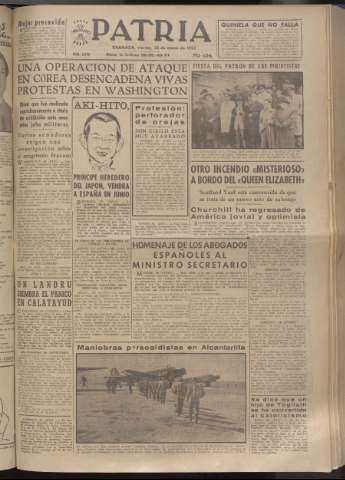 'Patria : diario de Falange Española Tradicionalista y de las J.O.N.S.' - Año XVIII Número 5332 - 1953 enero 30