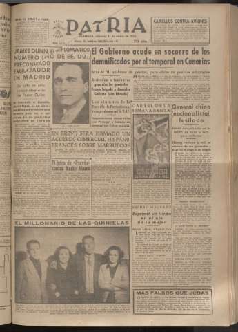 'Patria : diario de Falange Española Tradicionalista y de las J.O.N.S.' - Año XVIII Número 5333 - 1953 enero 31