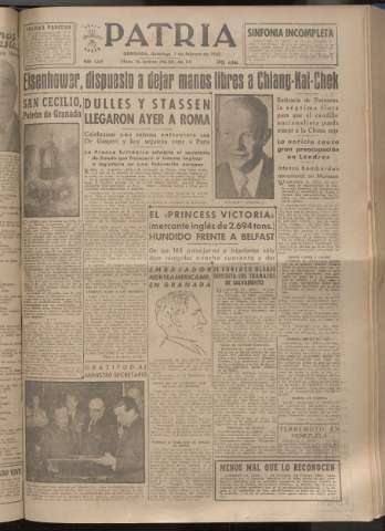 'Patria : diario de Falange Española Tradicionalista y de las J.O.N.S.' - Año XVIII Número 5334 - 1953 febrero 1