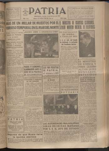 'Patria : diario de Falange Española Tradicionalista y de las J.O.N.S.' - Año XVIII Número 5335 - 1953 febrero 3