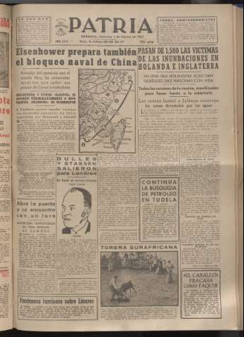 'Patria : diario de Falange Española Tradicionalista y de las J.O.N.S.' - Año XVIII Número 5336 - 1953 febrero 4