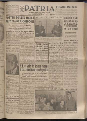 'Patria : diario de Falange Española Tradicionalista y de las J.O.N.S.' - Año XVIII Número 5337 - 1953 febrero 5
