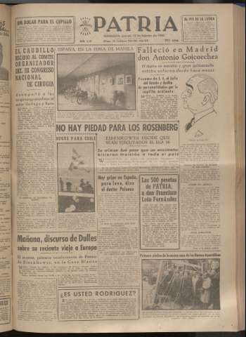 'Patria : diario de Falange Española Tradicionalista y de las J.O.N.S.' - Año XVIII Número 5343 - 1953 febrero 12