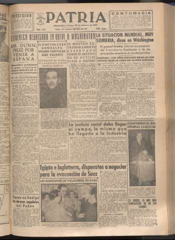 'Patria : diario de Falange Española Tradicionalista y de las J.O.N.S.' - Año XVIII Número 5350 - 1953 febrero 20