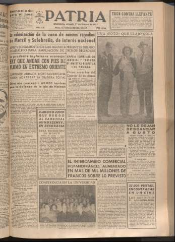 'Patria : diario de Falange Española Tradicionalista y de las J.O.N.S.' - Año XVIII Número 5351 - 1953 febrero 21