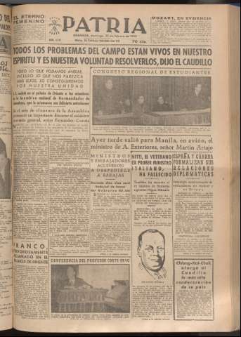 'Patria : diario de Falange Española Tradicionalista y de las J.O.N.S.' - Año XVIII Número 5352 - 1953 febrero 22
