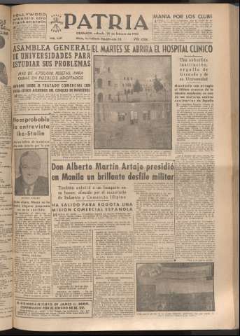 'Patria : diario de Falange Española Tradicionalista y de las J.O.N.S.' - Año XVIII Número 5357 - 1953 febrero 28