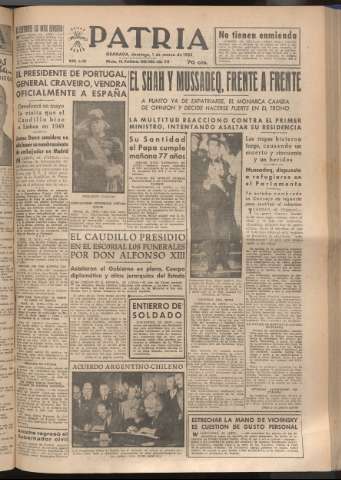 'Patria : diario de Falange Española Tradicionalista y de las J.O.N.S.' - Año XVIII Número 5358 - 1953 marzo 1