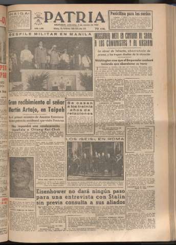 'Patria : diario de Falange Española Tradicionalista y de las J.O.N.S.' - Año XVIII Número 5360 - 1953 marzo 4