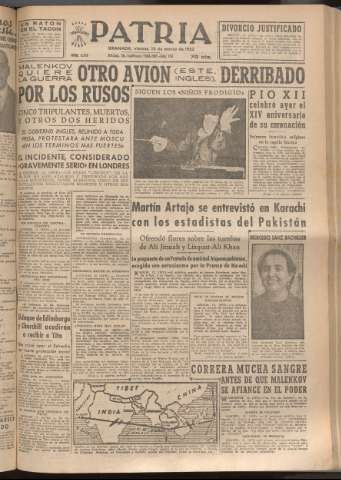 'Patria : diario de Falange Española Tradicionalista y de las J.O.N.S.' - Año XVIII Número 5368 - 1953 marzo 13