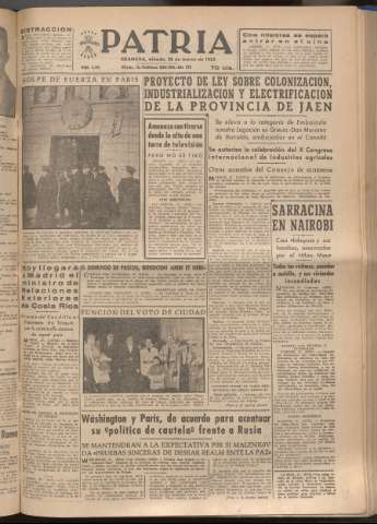 'Patria : diario de Falange Española Tradicionalista y de las J.O.N.S.' - Año XVIII Número 5381 - 1953 marzo 28