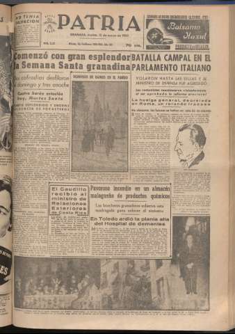 'Patria : diario de Falange Española Tradicionalista y de las J.O.N.S.' - Año XVIII Número 5383 - 1953 marzo 31
