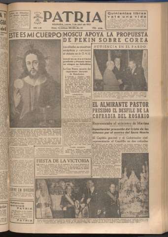 'Patria : diario de Falange Española Tradicionalista y de las J.O.N.S.' - Año XVIII Número 5385 - 1953 abril 2