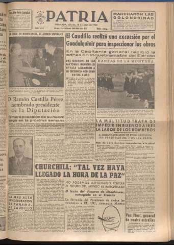 'Patria : diario de Falange Española Tradicionalista y de las J.O.N.S.' - Año XVIII Número 5398 - 1953 abril 18