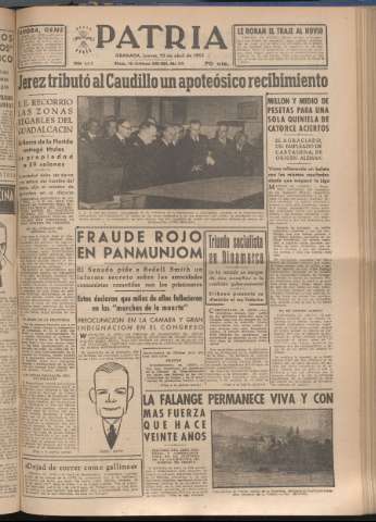 'Patria : diario de Falange Española Tradicionalista y de las J.O.N.S.' - Año XVIII Número 5402 - 1953 abril 23