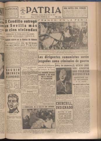 'Patria : diario de Falange Española Tradicionalista y de las J.O.N.S.' - Año XVIII Número 5403 - 1953 abril 24
