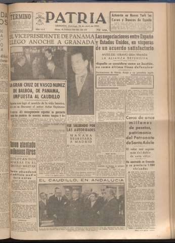 'Patria : diario de Falange Española Tradicionalista y de las J.O.N.S.' - Año XVIII Número 5405 - 1953 abril 26