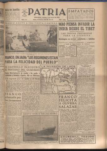 'Patria : diario de Falange Española Tradicionalista y de las J.O.N.S.' - Año XVIII Número 5409 - 1953 mayo 1