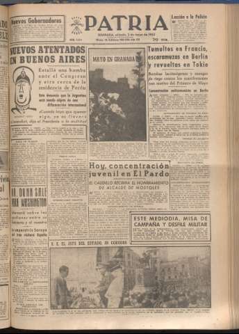 'Patria : diario de Falange Española Tradicionalista y de las J.O.N.S.' - Año XVIII Número 5410 - 1953 mayo 2