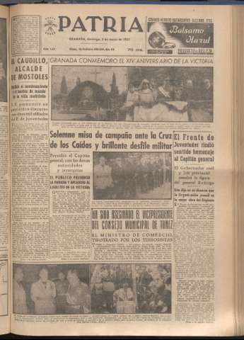 'Patria : diario de Falange Española Tradicionalista y de las J.O.N.S.' - Año XVIII Número 5411 - 1953 mayo 3