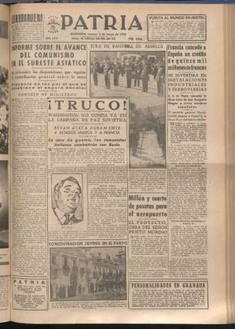 'Patria : diario de Falange Española Tradicionalista y de las J.O.N.S.' - Año XVIII Número 5412 - 1953 mayo 5