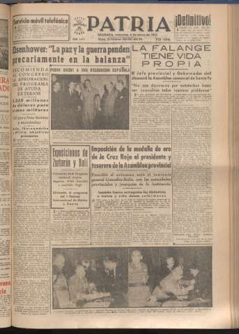 'Patria : diario de Falange Española Tradicionalista y de las J.O.N.S.' - Año XVIII Número 5413 - 1953 mayo 6