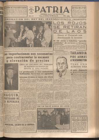 'Patria : diario de Falange Española Tradicionalista y de las J.O.N.S.' - Año XVIII Número 5414 - 1953 mayo 7
