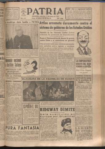 'Patria : diario de Falange Española Tradicionalista y de las J.O.N.S.' - Año XVIII Número 5419 - 1953 mayo 13