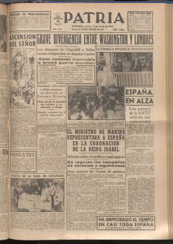 'Patria : diario de Falange Española Tradicionalista y de las J.O.N.S.' - Año XVIII Número 5420 - 1953 mayo 14
