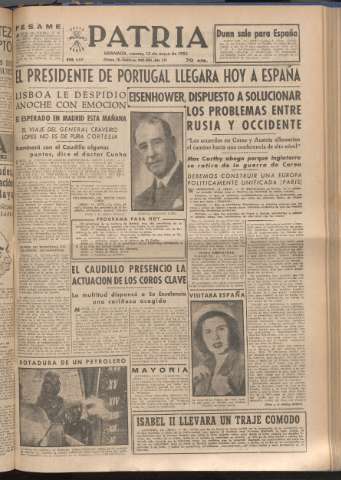 'Patria : diario de Falange Española Tradicionalista y de las J.O.N.S.' - Año XVIII Número 5421 - 1953 mayo 15