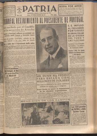 'Patria : diario de Falange Española Tradicionalista y de las J.O.N.S.' - Año XVIII Número 5422 - 1953 mayo 16