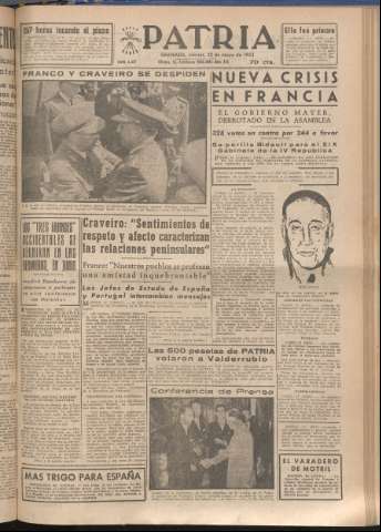 'Patria : diario de Falange Española Tradicionalista y de las J.O.N.S.' - Año XVIII Número 5427 - 1953 mayo 22