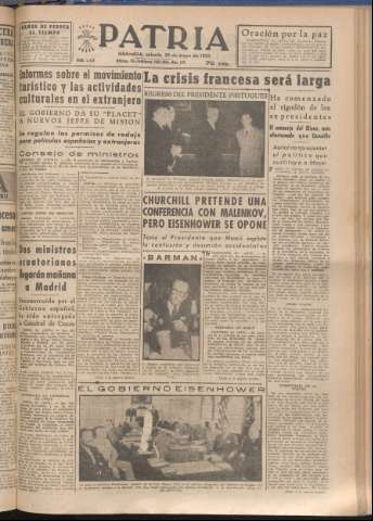'Patria : diario de Falange Española Tradicionalista y de las J.O.N.S.' - Año XVIII Número 5428 - 1953 mayo 23