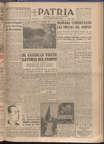 'Patria : diario de Falange Española Tradicionalista y de las J.O.N.S.' - Año XVIII Número 5436 - 1953 junio 2